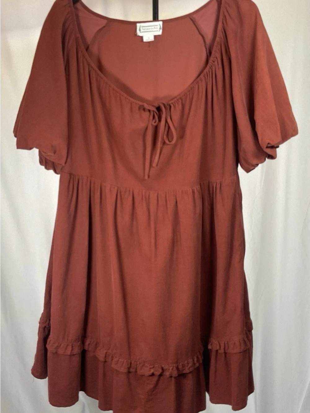Love Riche Rust Red Mini Babydoll Dress